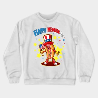 Happy Memorial Day Hot Dog American Flag Patriotic Summer USA Funny Crewneck Sweatshirt